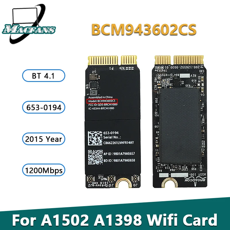 Протестированная BCM943602CS A1502 Wi Fi карта для MacBook Pro Retina 15 дюймов A1398 беспроводная