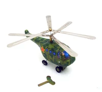 funny adult collection retro wind up toy metal tin military helicopter airplane clockwork toy figures model vintage toy gift