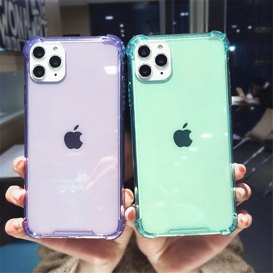 Противоударный прозрачный силиконовый чехол Qianliyao для iPhone 12 11 Pro X XR XS Max 8 7 6S Plus