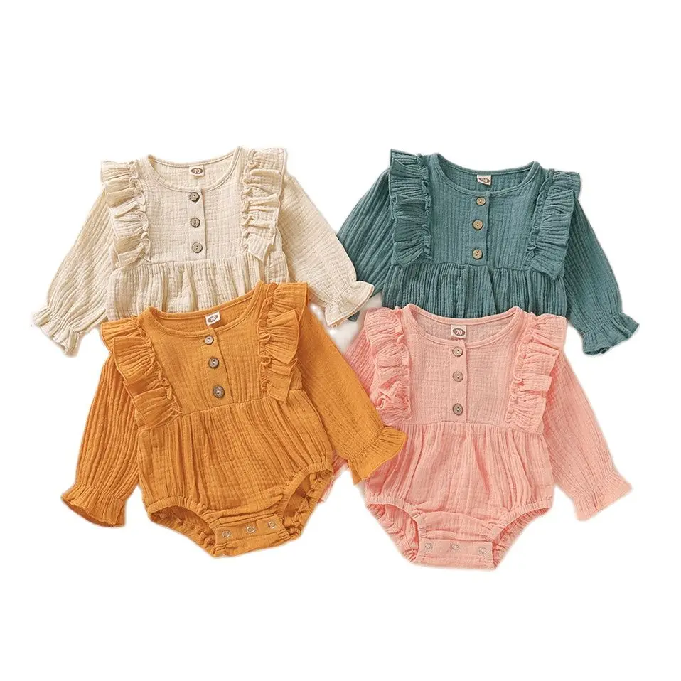 

Комбинезоны для новорожденных девочек; Сезон весна-осень; Детская одежда принцессы с цветочным принтом сбоку; Комбинезон с длинными рукава...