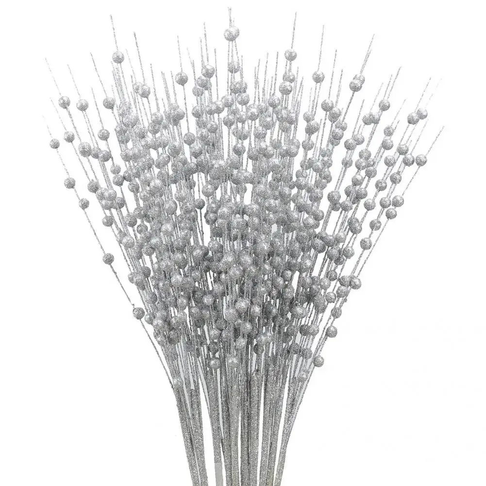 

10Pcs/Set Premium Fake Berry Decor Fadeless Compact Artificial Berry Stem Christmas Holly Leaves Berry Stem Ornament