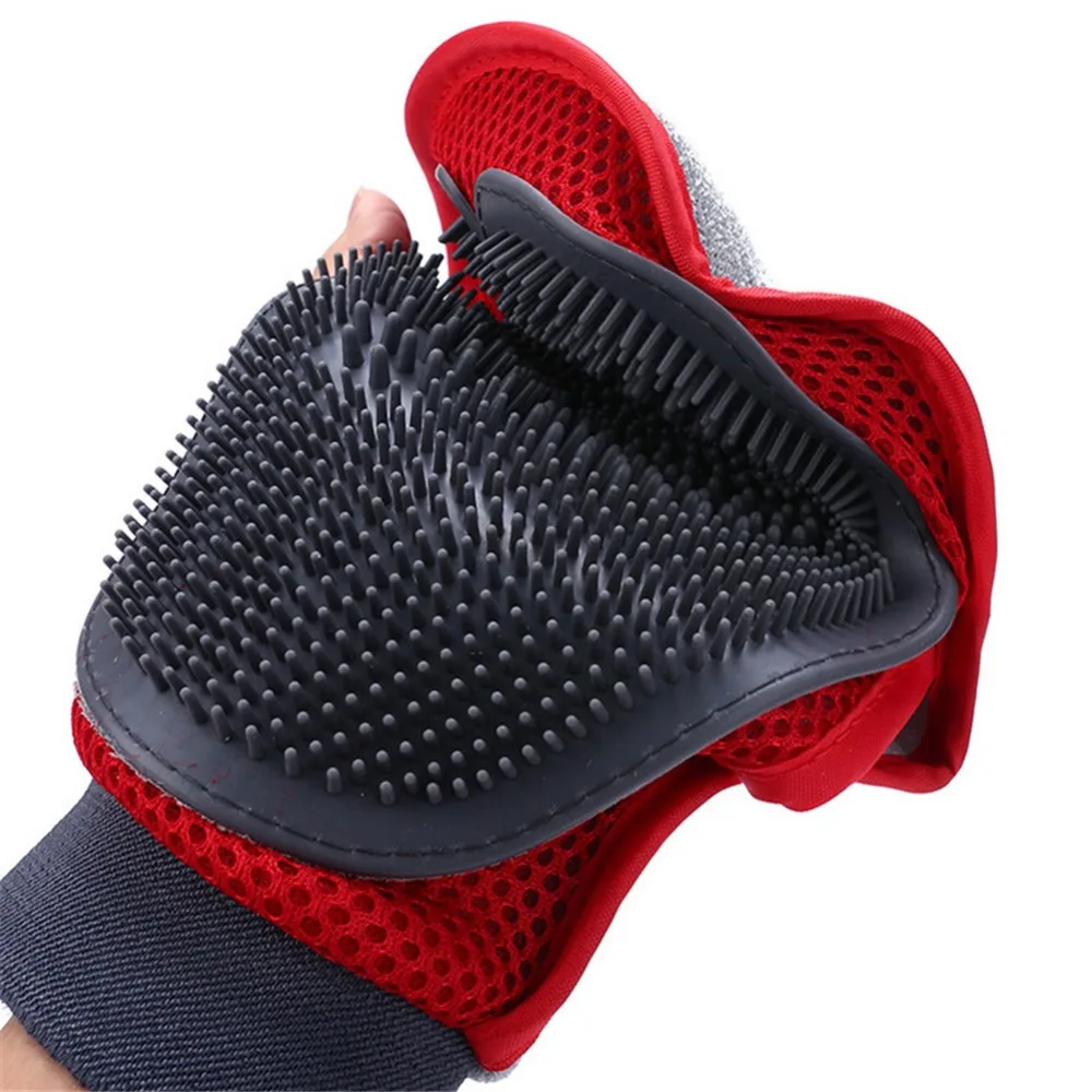 

Red Glove for Cats Cat Grooming Pet Dog Hair Deshedding Brush Comb Glove for Pet Dog Finger Cleaning Massage Glove for Animal