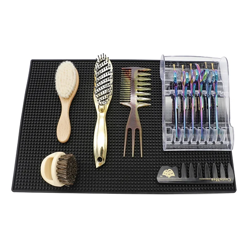 Flexible PU Anti-slip Heat Resistant Salon Mat Barbershop Styling Tools Holder Countertop Flat For Hairdressing Accessories | Красота и