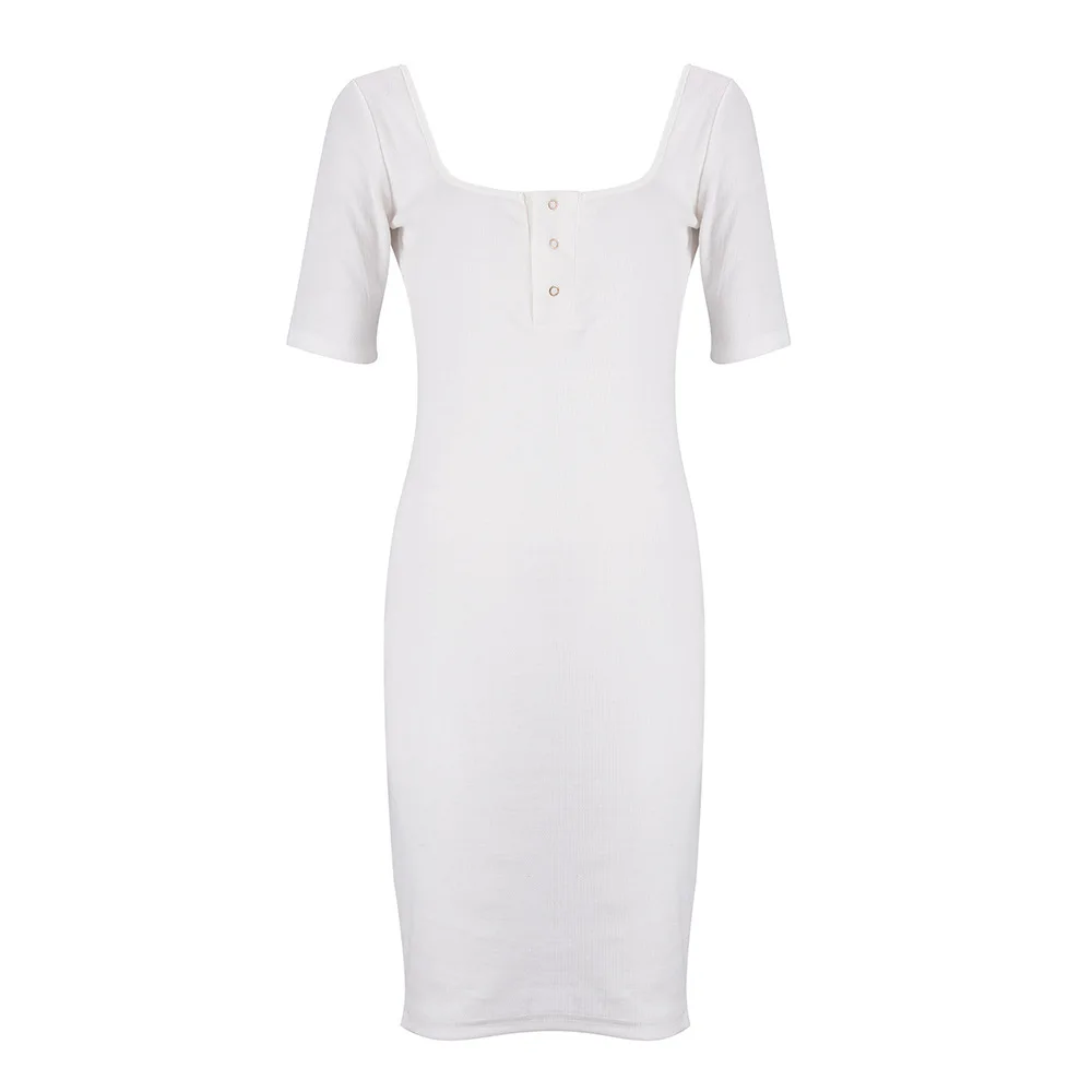 2019 сексуальное Белое Розовое женское платье с v образным вырезом и пуговицами