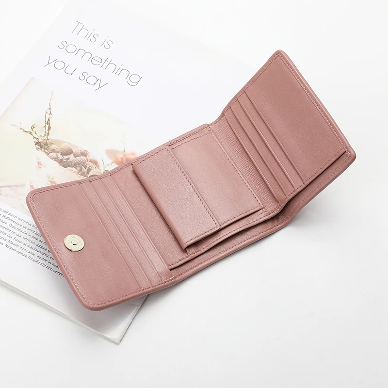 chsanato new fashion women wallets brand designer short wallet purse sheepskin ruffles card holders hasp coin purses hot free global shipping