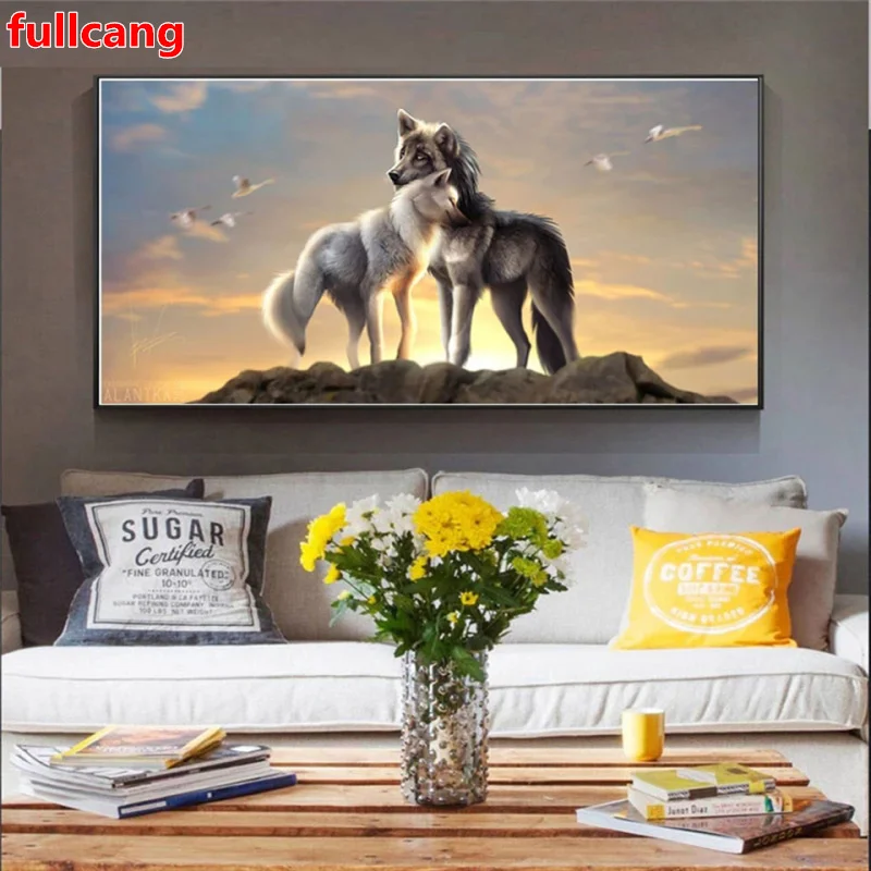 

Animals Couple Wolf DIY Diamond Painting Stitch kit Diamond Mosaic animal landscape Diamond embroidery gift home decor JX2647