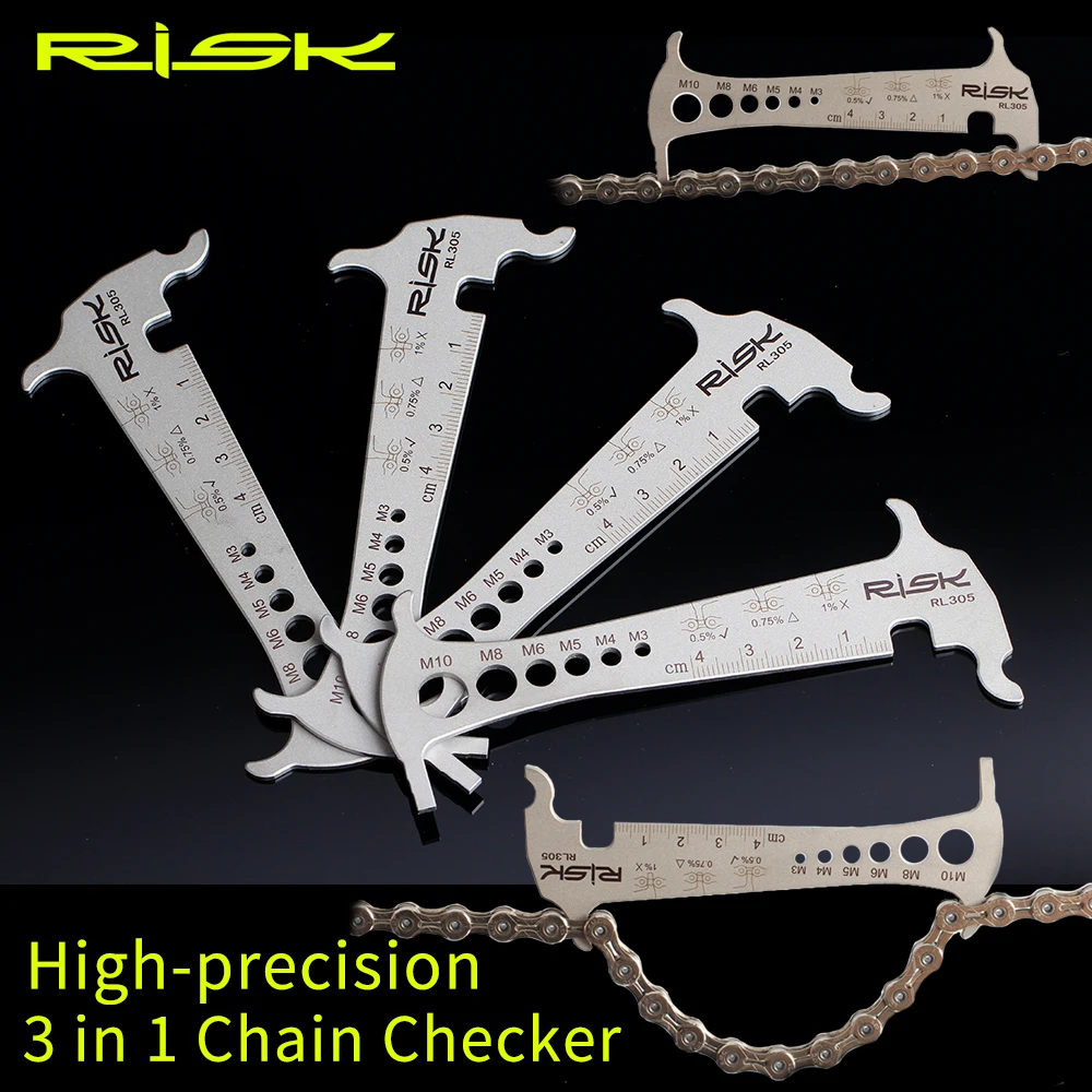 RISK RL305 3-in-1 Bike Chain Loss Checker Wear Indicator Gauge Road Mountain Bicycle Hook Bolt Measurement For 8 9 10 11S | Спорт и