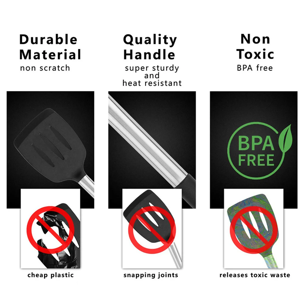 

14/15Pcs Kitchen Utensil Set Premium Silicone Stainless Steel Cooking Utensils Non-stick Spatula Heat Resistant Cooking Tools