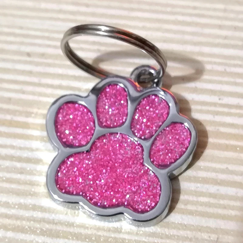 

2 pcs Personalized Dog Paw Print Pendant Zinc Alloy Tag Dog Card Information Card Identity Card Collar Accessories Nameplate