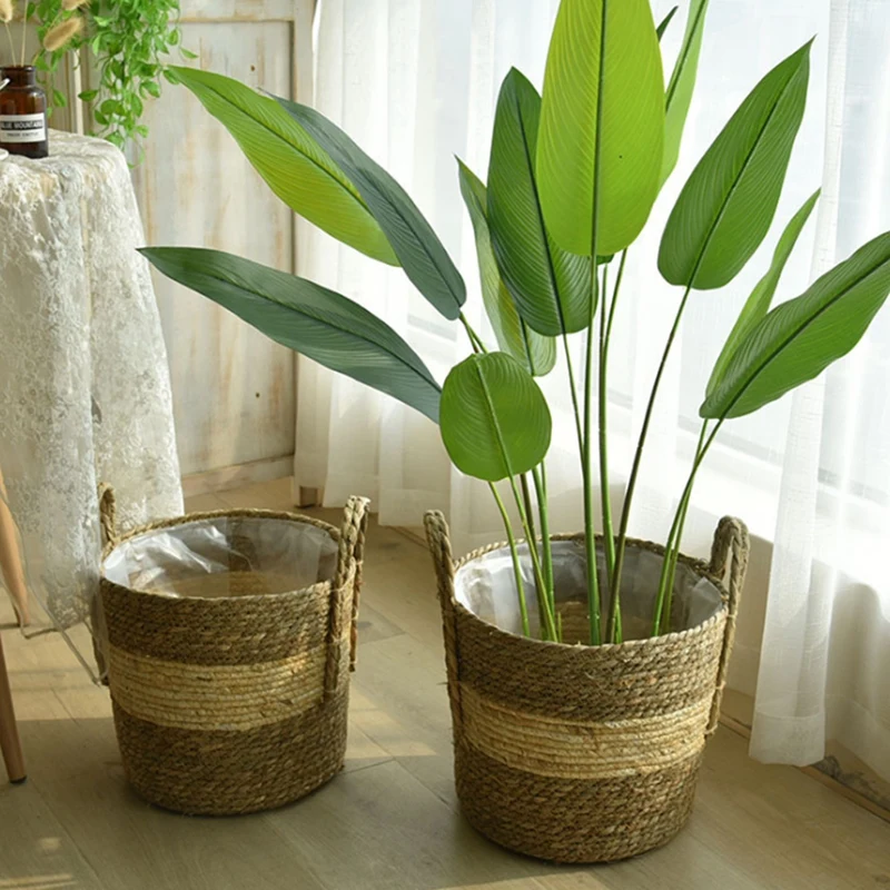 

Straw Storage Basket Rattan Floor Flower Pot Crafts Decoration Modern Home Living Room Bedroom Shop Flower Basket