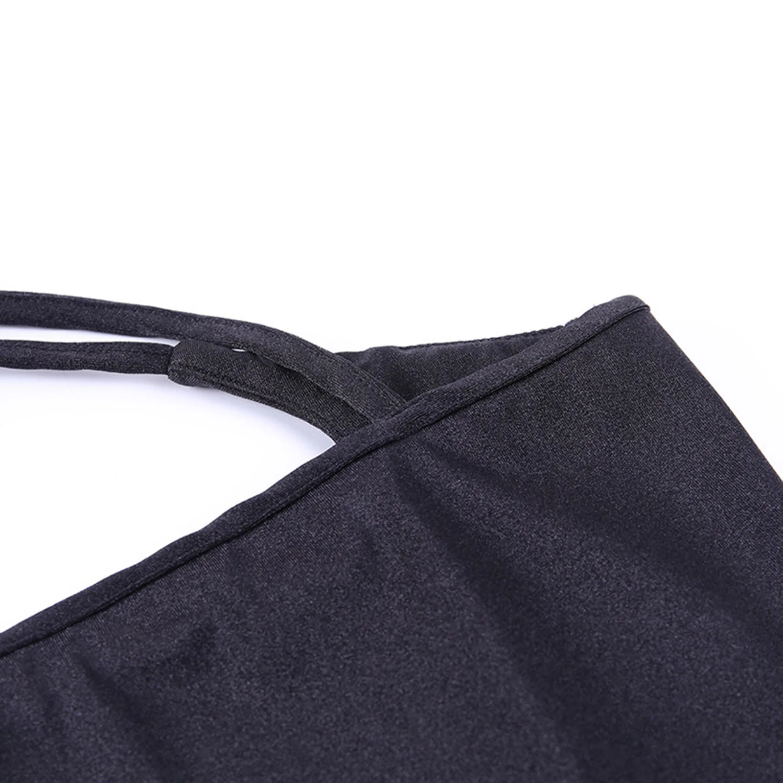 

Women Black Shirt Summer Sexy Low-cut Sport Tops Sleeveless Front Corss Straps with Meatl O-ring Open Upper Back Dancing Top