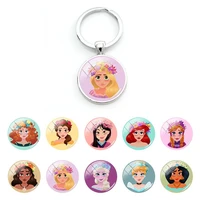 disney abstract painting style princess pattern image cartoon glass cabochon pendant keychains charms accessories jewelry fwn476