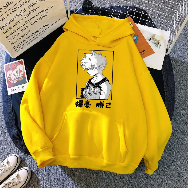 

Толстовки из чистого хлопка с надписью «Моя геройская Академия», «Katsuki Bakugo», Женский свитшот, толстовка унисекс, уличная Толстовка с принтом...