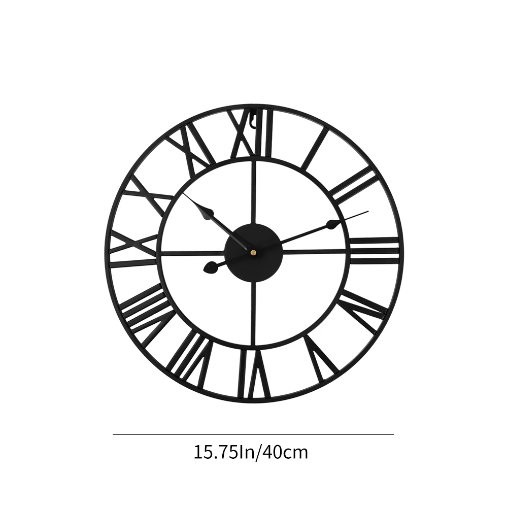 40 см Ретро Металлические римские цифры настенные часы с железным циферблатом