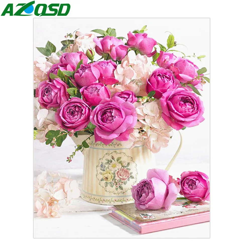 AZQSD 5D DIY алмазная живопись цветы вышивка крестиком Алмазная Вышивка Полный