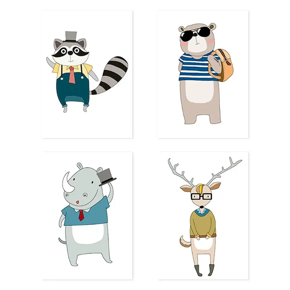 Настенный постер в скандинавском стиле с изображением животных лесу картина на