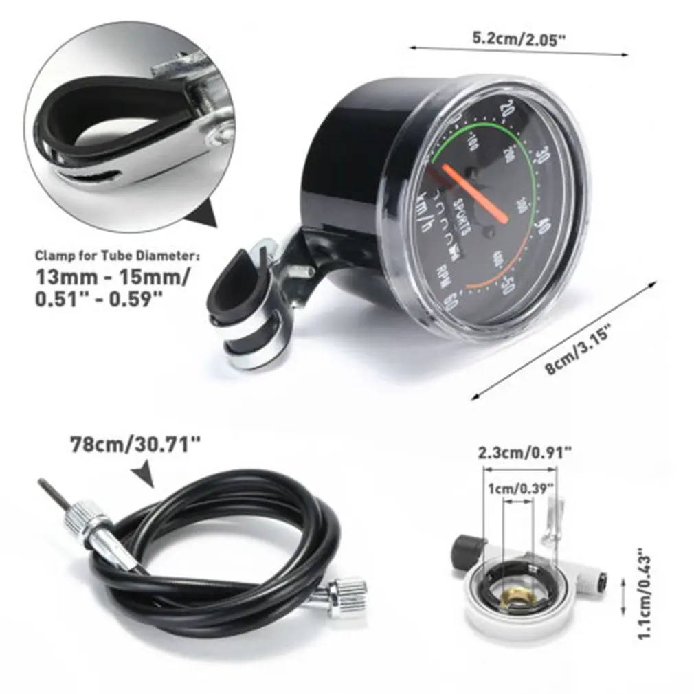 

Vintage Style Bicycle Bike Speedometer Analog Mechanical Odometer With Hardware General for Bicycles Machine