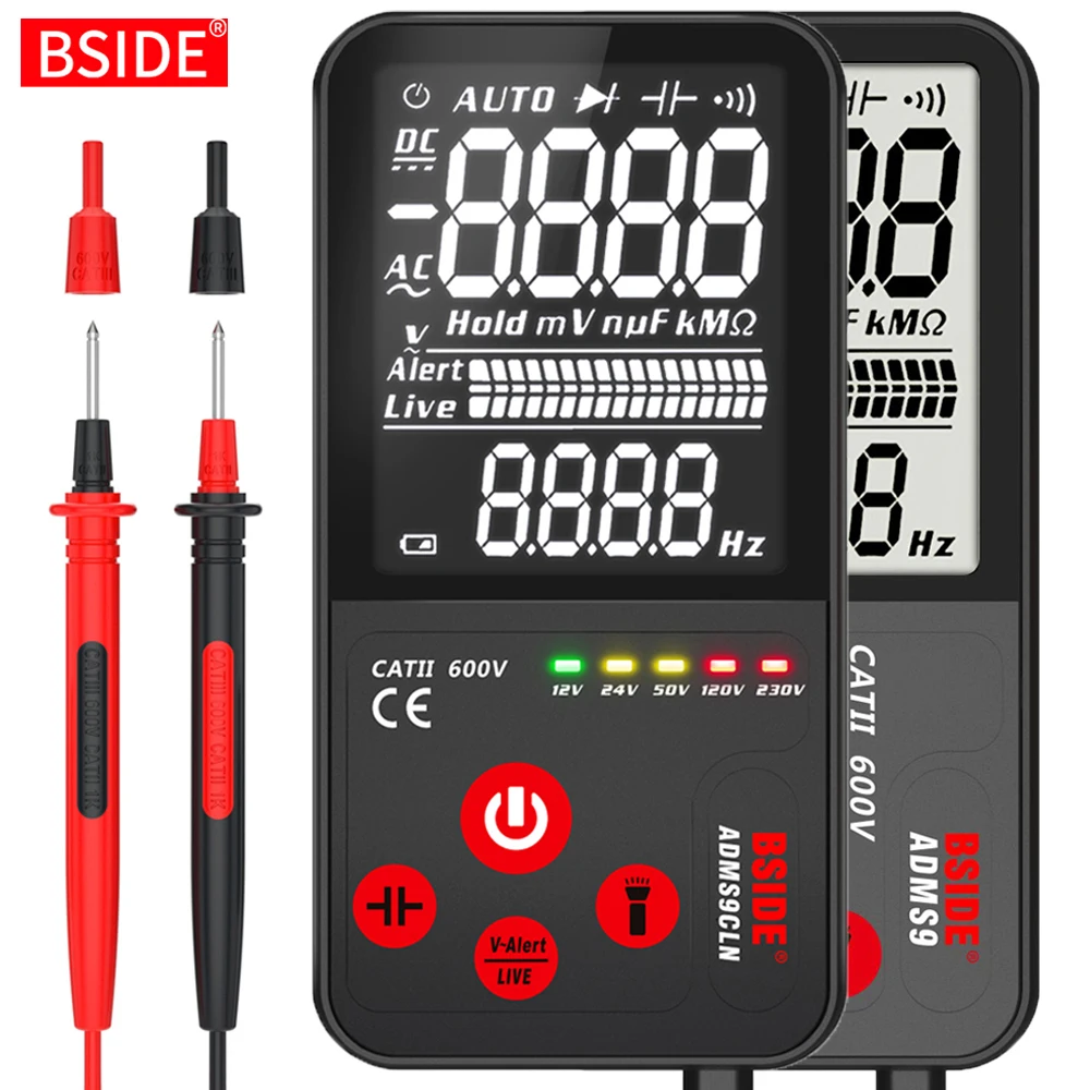 

BSIDE Mini Digital Multimeter 9999 EBTN Display multimetro DC AC Voltmeter Capacitance Diode NCV Ohm Live Continuity Hz Tester