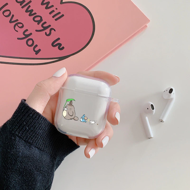 Чехол для Airpods 2 1 Miyazaki Totoro из японского мультфильма прозрачный мягкий силиконовый