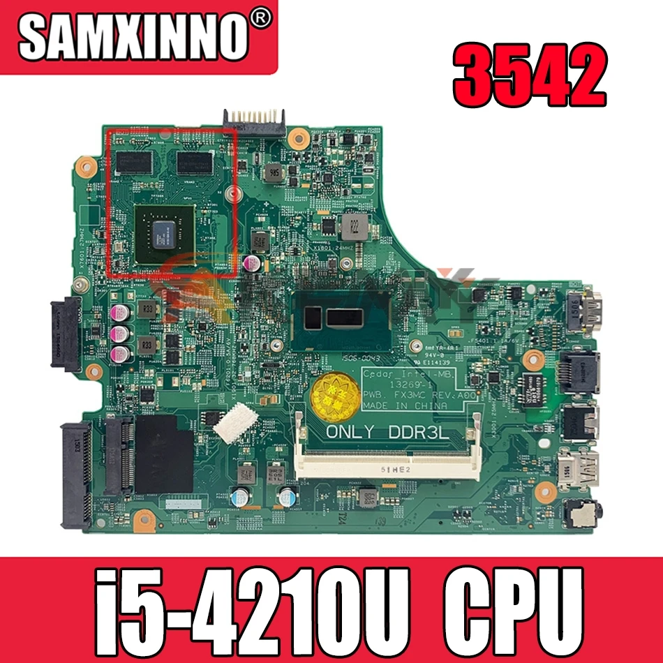 

Original Laptop motherboard For DELL Inspiron 3542 i5-4210U Mainboard CN-066KRV 066KRV 13269-1 SR1EF N16V-GM-B1 DDR3