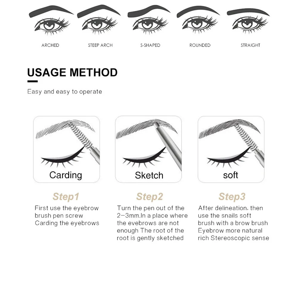 12 шт. набор водостойких карандашей для бровей