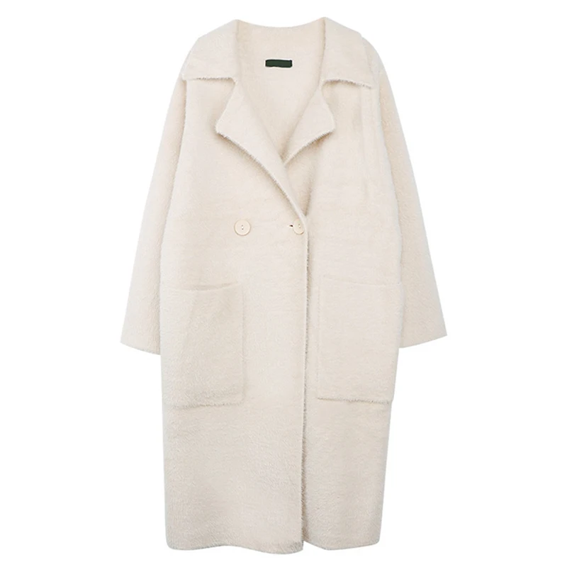 2019 осень зима женский модный Свободный Повседневный большой Тренч бежевый