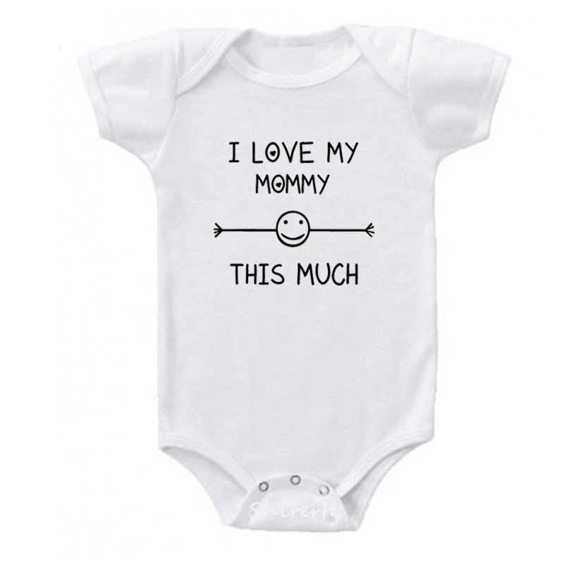 Love My Mommy-White I Love My Daddy/детские комбинезоны; хлопковая одежда с короткими рукавами для младенцев; Детский комбинезон с принтом «папа»; Одежда для маленьких мальчиков и девочек - Цвет: Love My Mommy-White