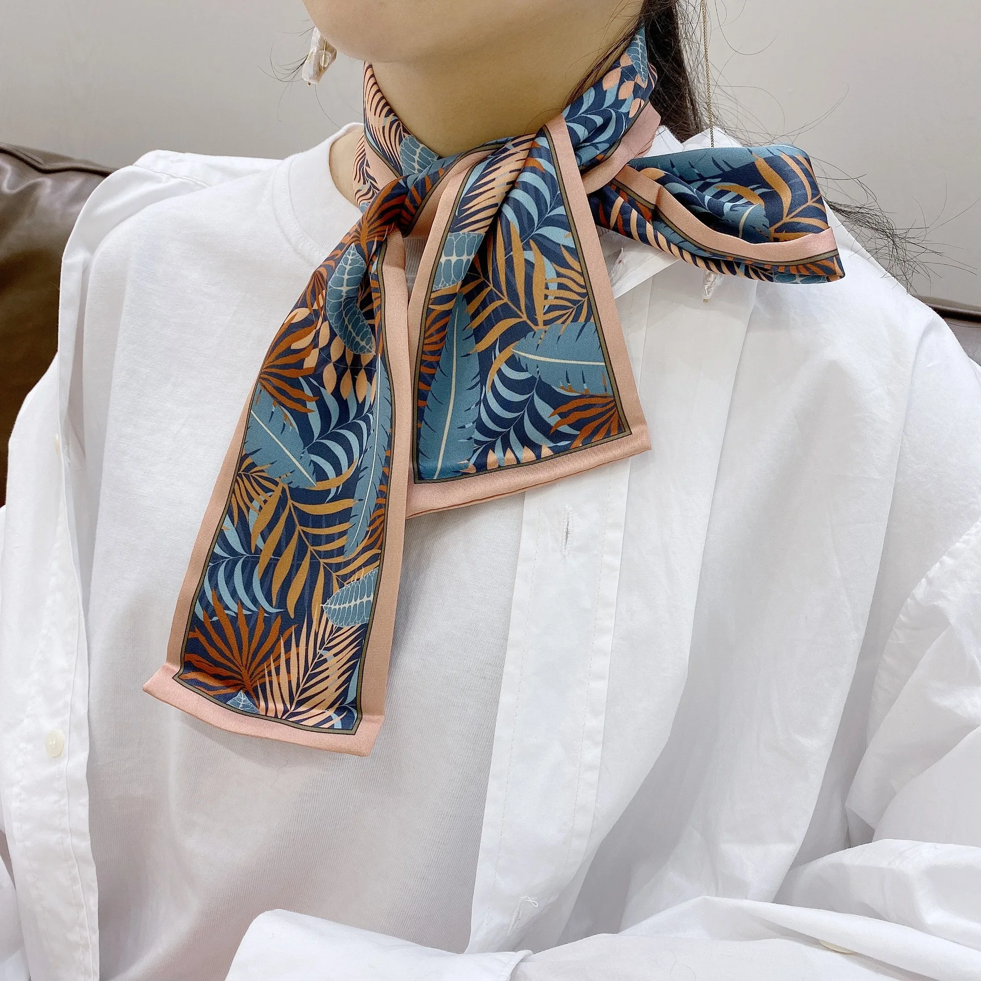 Новый Шелковый шарф для женщин длинный шейный платок Сумка с шарфом ремешок 10*100