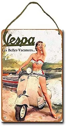 

Metal Sign 8 x 12 inch Vespa Scooters Wall Decor Hanging Sign