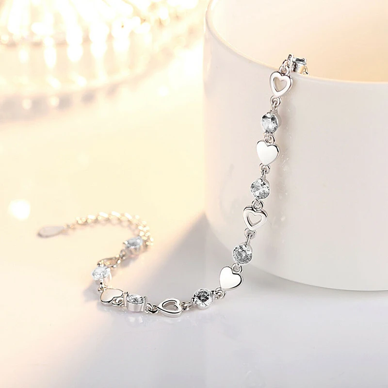 1 шт. браслет в форме сердца женский с кристаллами циркония ручная работа |