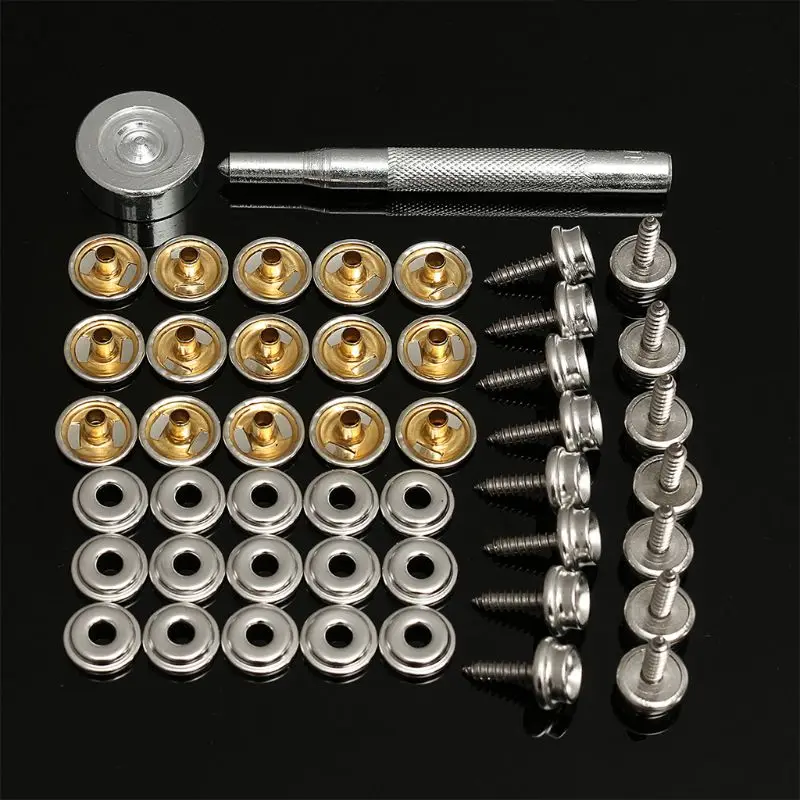 

X7AE Fastener Kit 15MM Stainless Canvas to Screw Press Stud Snap Kit Boat Cover