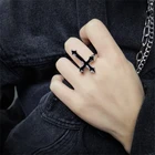 1 шт. винтажный черный большой крест открытое женское ювелирное изделие для вечеринки 2021 модные готические металлические аксессуары кольцо на палец в подарок кольцо