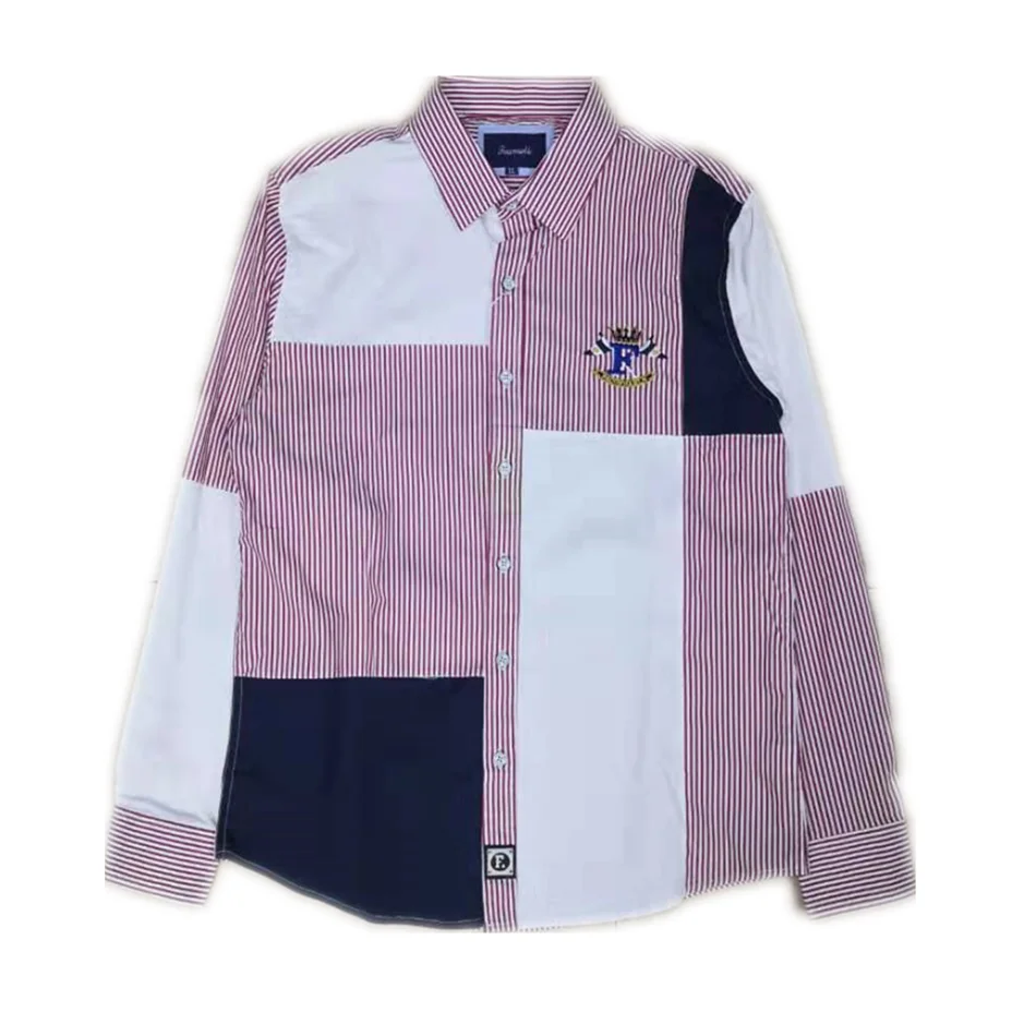 Faconnable рубашка с вышивкой camisa masculina мужские рубашки длинным рукавом 100% хлопок Social