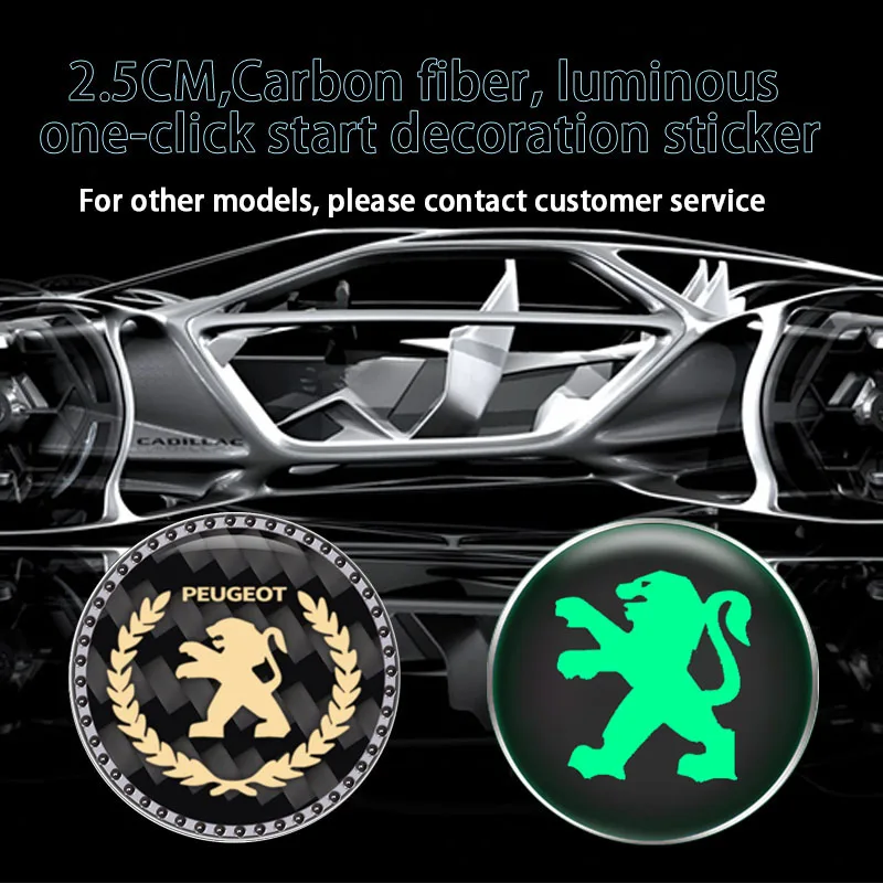 

One-touch start ring button decoration switch decoration ring car interior accessories diamond-studded carbon fiber for Peugeot-