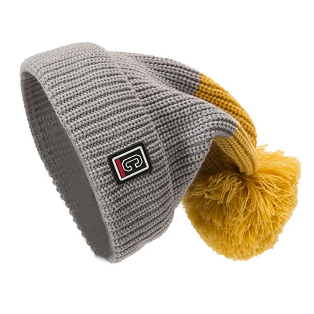 New Fashion Female Winter Hats Casual Color Matching Handmade Knitted Coarse Lines Cable Retro Style Hairball Crochet Cap | Аксессуары