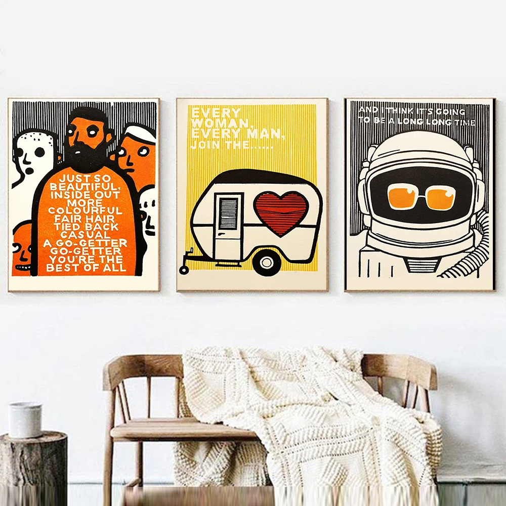 Постеры в скандинавском ретро стиле с классической музыкой абстрактный караван