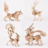 3d wooden handmade diy animal puzzle toy for chidlren assembly model kits wood jigsaw educational baby toys board games gifts