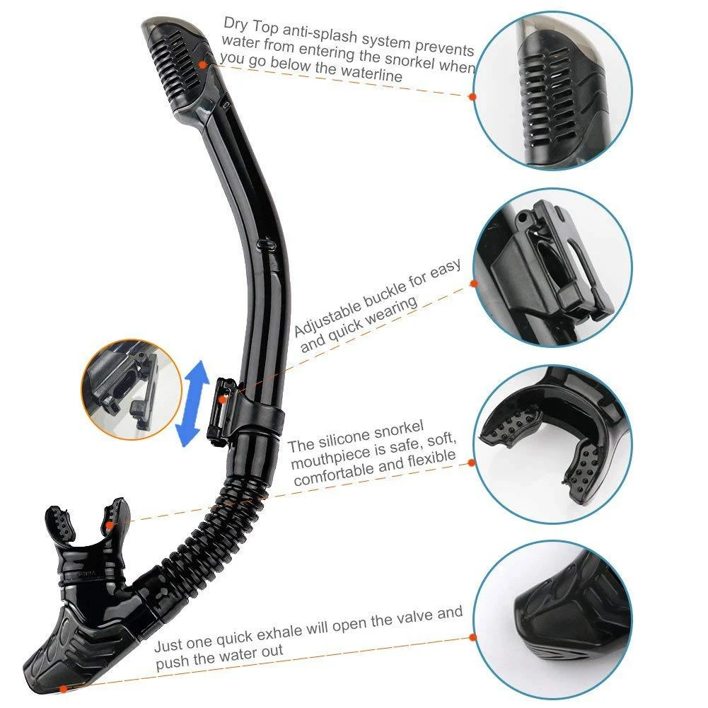

Diving Air Breathing Underwater Tube Snorkeling Swimming Equipment With Waterproof Valve Auxiliary Tool Snorkel Dive Freediving