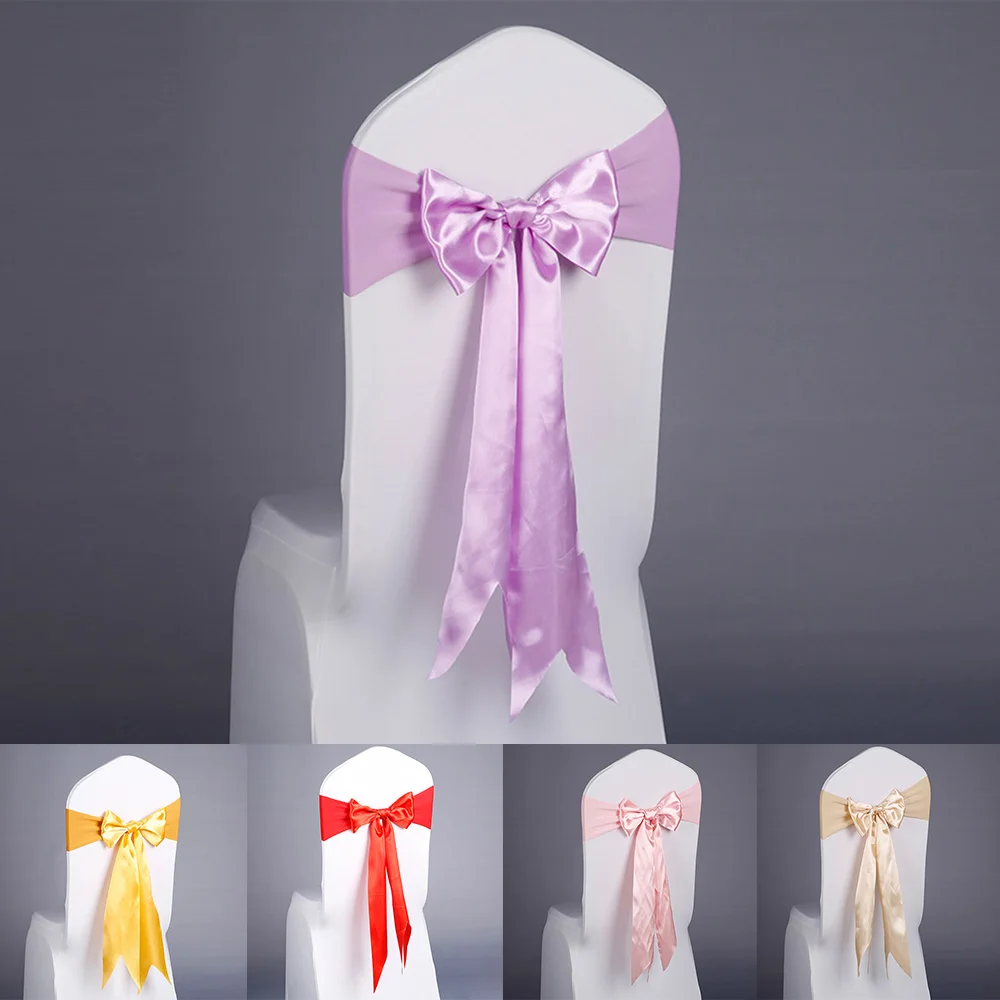 Спандекс стул створка День рождения Свадебная лента на бант эластичная назад