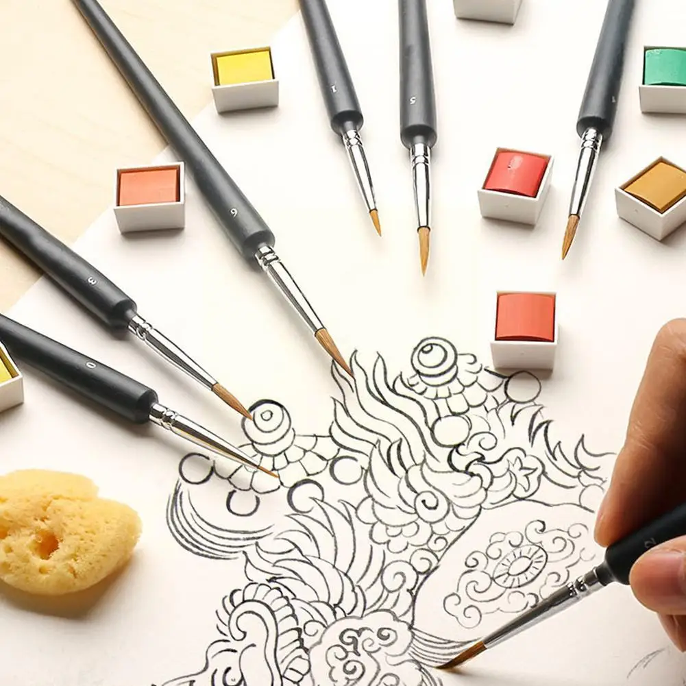 Ручная роспись тонкая ручка с крючком для рисования Волк/лошадь/свинья