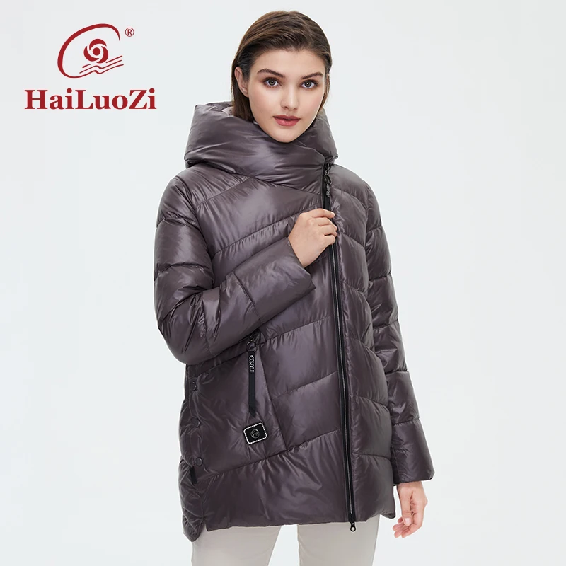 Новинка 2021 женская зимняя парка HaiLuoZi короткие теплые женские куртки с капюшоном