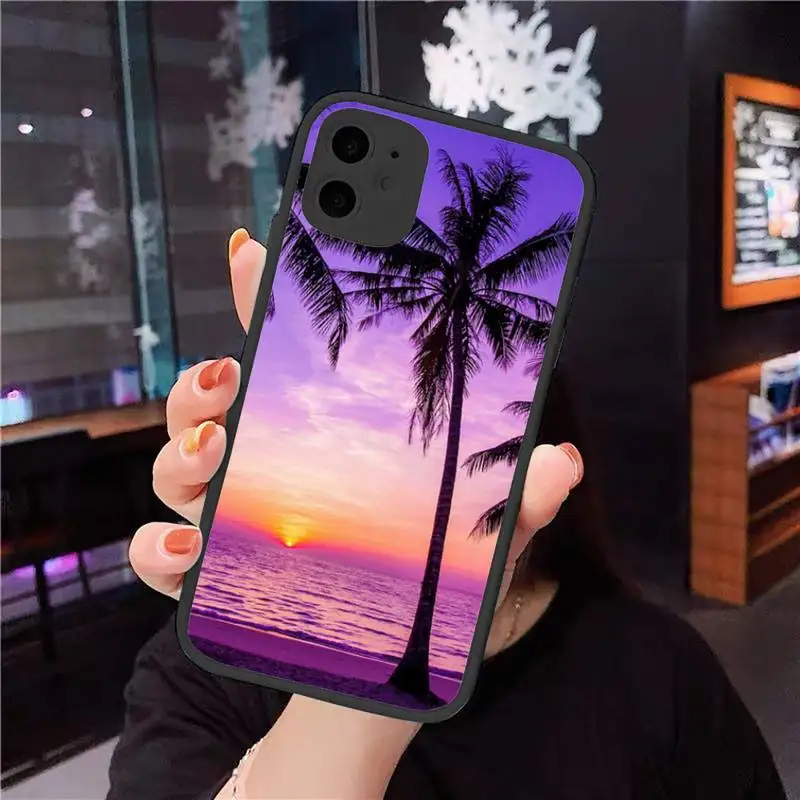 

Palm Tree Phone Case Matte Transparent for iPhone 11 12 7 8 s mini pro X XS XR MAX Plus coque