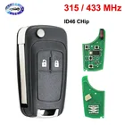 Дистанционный ключ без ключа 2 кнопки 315 МГц433 МГц ID46 чип для Opel AstraJ,Insignia,Mokka,ZafiraC,Valeo HU100 Blade