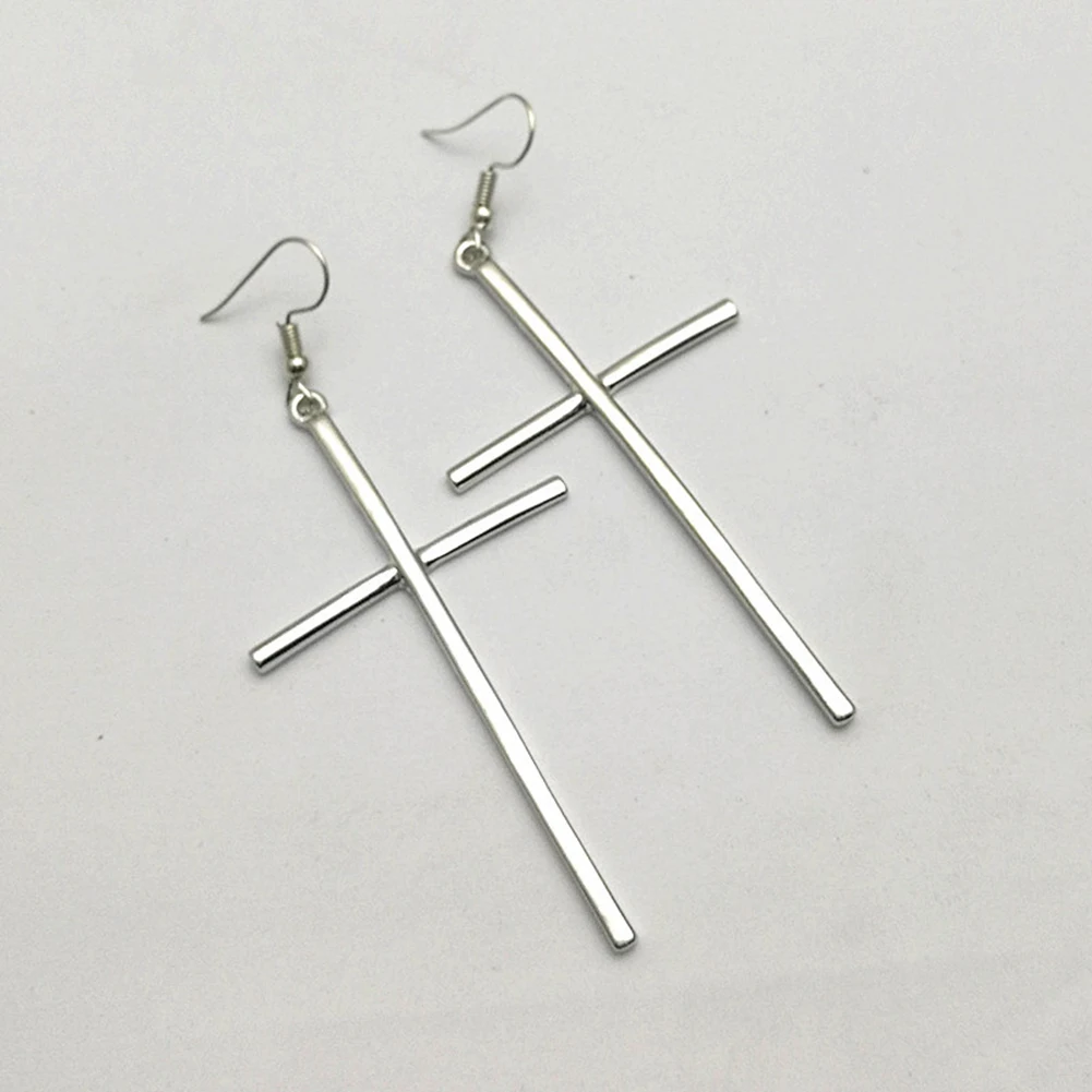 

Fashion Men Women Metal Hoop Cross Drop Dangle Ear Studs Earrings Party Punk Earring Jewelry long earrings
