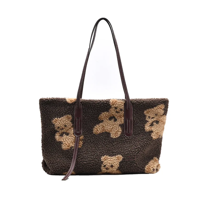 

Large capacity plush bag winter new tide net red shoulder bag casual cute portable tote bag