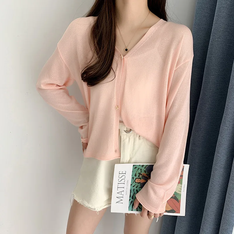 Шелковая Солнцезащитная тонкая кофта с длинными рукавами свободная рубашка для