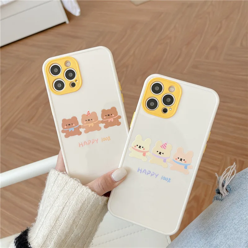 

Hand in hand bear rabbit iphone case with logo phone case for iphone 12 and iphone 11 instagram followers iphone xs max/xr/x