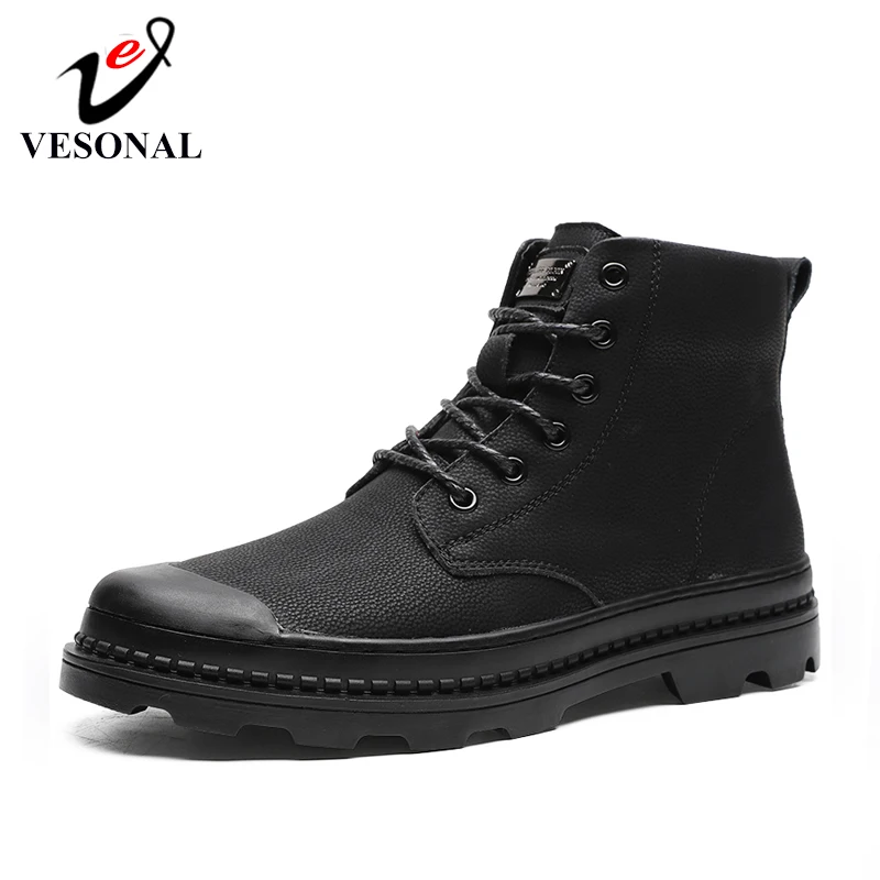 VESONAL; коллекция года; сезон весна; Модные ботильоны из натуральной кожи; мужские кроссовки в винтажном стиле; Мужская обувь; повседневные ботинки для взрослых; качественные ботинки в байкерском стиле