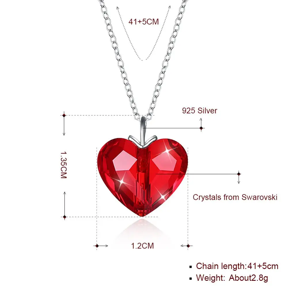 Кулон LEKANI в виде сердца красное сердце с кристаллами Swarovski колье из стерлингового