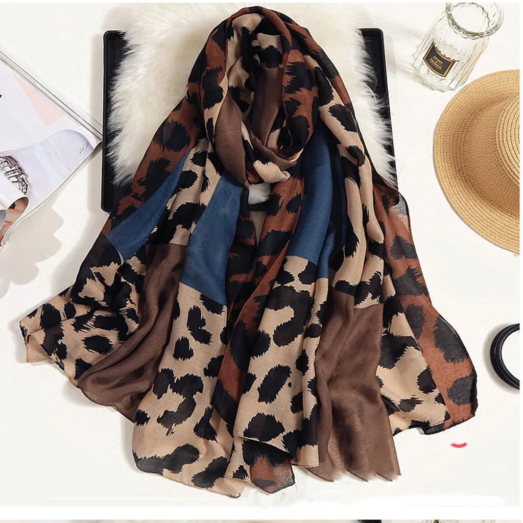 Тени для защиты глаз 180*90 см шарфы женские леопардовые длинные мягкие обертывания